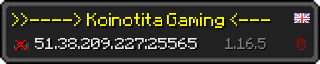 Userbar 320x64 in Minecraft-Stil für den Server 51.38.209.227:25565