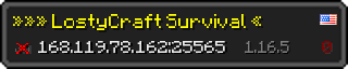 Userbar 320x64 in Minecraft-Stil für den Server 168.119.78.162:25565