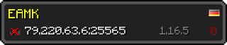 Userbar 320x64 in minecraft style for 79.220.63.6:25565