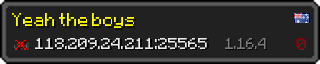 Userbar 320x64 in Minecraft-Stil für den Server 118.209.24.211:25565