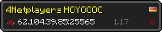 Userbar 320x64 in minecraft style for 62.104.39.85:25565
