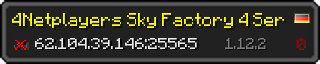 Userbar 320x64 in minecraft style for 62.104.39.146:25565