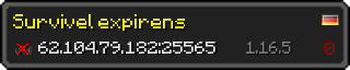 Userbar 320x64 in Minecraft-Stil für den Server 62.104.79.182:25565