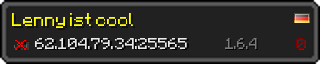 Userbar 320x64 in Minecraft-Stil für den Server 62.104.79.34:25565