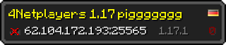 Userbar 320x64 in Minecraft-Stil für den Server 62.104.172.193:25565