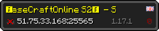 Userbar 320x64 in minecraft style for 51.75.33.168:25565