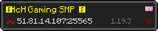 Userbar 320x64 in minecraft style for 51.81.14.107:25565