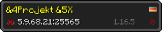Юзербар 320x64 у стилі майнкрафт для сервера 5.9.68.21:25565