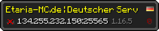 Userbar 320x64 in Minecraft-Stil für den Server 134.255.232.150:25565