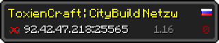 Userbar 320x64 in Minecraft-Stil für den Server 92.42.47.218:25565