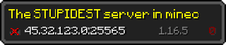Userbar 320x64 in Minecraft-Stil für den Server 45.32.123.0:25565