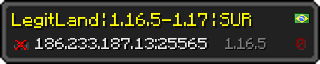 Userbar 320x64 in Minecraft-Stil für den Server 186.233.187.13:25565