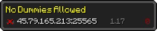 Userbar 320x64 in Minecraft-Stil für den Server 45.79.165.213:25565