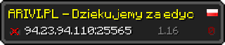 Userbar 320x64 in minecraft style for 94.23.94.110:25565