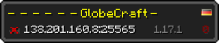 Userbar 320x64 in Minecraft-Stil für den Server 138.201.160.8:25565