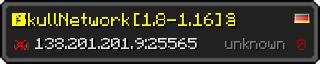 Userbar 320x64 in minecraft style for 138.201.201.9:25565