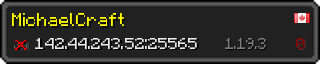 Userbar 320x64 in Minecraft-Stil für den Server 142.44.243.52:25565