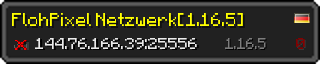 Userbar 320x64 in Minecraft-Stil für den Server 144.76.166.39:25556