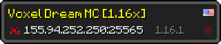 Userbar 320x64 in minecraft style for 155.94.252.250:25565