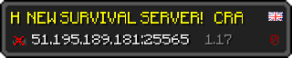 Userbar 320x64 in Minecraft-Stil für den Server 51.195.189.181:25565