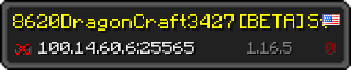 Userbar 320x64 in minecraft style for 100.14.60.6:25565