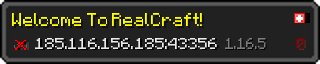 Userbar 320x64 in minecraft style for 185.116.156.185:43356