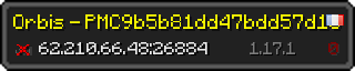 Userbar 320x64 in Minecraft-Stil für den Server 62.210.66.48:26884