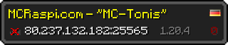 Userbar 320x64 in minecraft style for 80.237.132.182:25565