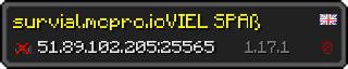 Userbar 320x64 in minecraft style for 51.89.102.205:25565