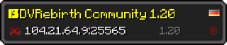 Userbar 320x64 in Minecraft-Stil für den Server 104.21.64.9:25565