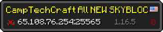 Userbar 320x64 in Minecraft-Stil für den Server 65.108.76.254:25565