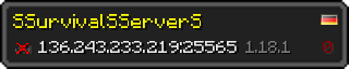 Userbar 320x64 in minecraft style for 136.243.233.219:25565