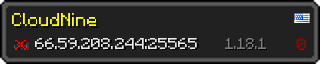 Userbar 320x64 in Minecraft-Stil für den Server 66.59.208.244:25565