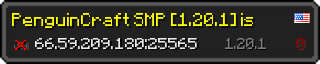 Userbar 320x64 in Minecraft-Stil für den Server 66.59.209.180:25565