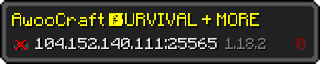 Userbar 320x64 in Minecraft-Stil für den Server 104.152.140.111:25565