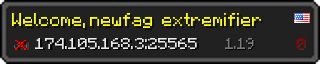 Userbar 320x64 in Minecraft-Stil für den Server 174.105.168.3:25565