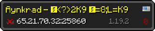 Userbar 320x64 in Minecraft-Stil für den Server 65.21.70.32:25860