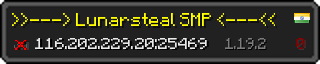 Userbar 320x64 in Minecraft-Stil für den Server 116.202.229.20:25469