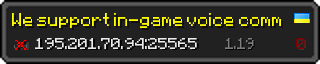 Userbar 320x64 in Minecraft-Stil für den Server 195.201.70.94:25565