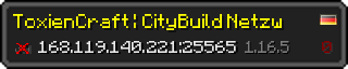 Userbar 320x64 in Minecraft-Stil für den Server 168.119.140.221:25565
