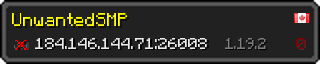 Userbar 320x64 in minecraft style for 184.146.144.71:26008