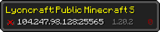 Userbar 320x64 in Minecraft-Stil für den Server 104.247.98.128:25565