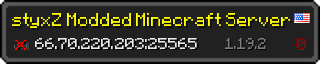 Userbar 320x64 in Minecraft-Stil für den Server 66.70.220.203:25565