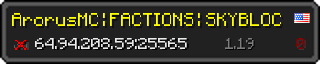 Userbar 320x64 in Minecraft-Stil für den Server 64.94.208.59:25565
