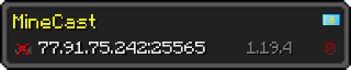 Userbar 320x64 in minecraft style for 77.91.75.242:25565