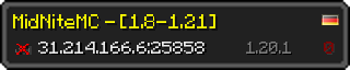 Userbar 320x64 in Minecraft-Stil für den Server 31.214.166.6:25858