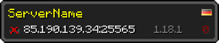 Userbar 320x64 in Minecraft-Stil für den Server 85.190.139.34:25565