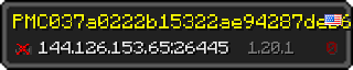 Userbar 320x64 in Minecraft-Stil für den Server 144.126.153.65:26445