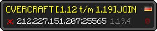 Userbar 320x64 in Minecraft-Stil für den Server 212.227.151.207:25565