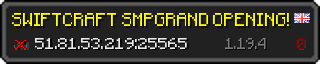 Userbar 320x64 in Minecraft-Stil für den Server 51.81.53.219:25565